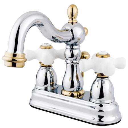 Kingston Brass Heritage, 4" Centerset Bathroom Faucet, Chrome/Polished Brass KB1604PX